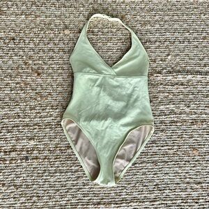 Calvin Klein Neon yellow one piece halter swim suit large